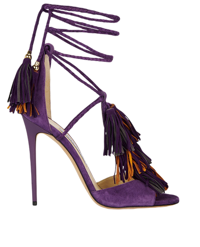 Jimmy Choo Mindy Fringe Ankle Wrap Sandals, front view