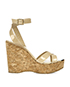 Jimmy Choo Papyrus Patent Cork Wedge Sandals, front view