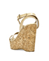 Jimmy Choo Papyrus Patent Cork Wedge Sandals, back view
