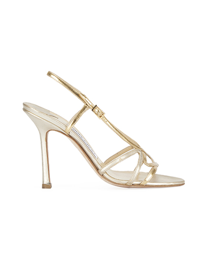 Jimmy Choo Gold Strap Sandals, front view