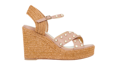 Jimmy Choo Cross Over Pearl Wedges, £180, Shoes, Pink, Leather, Front view