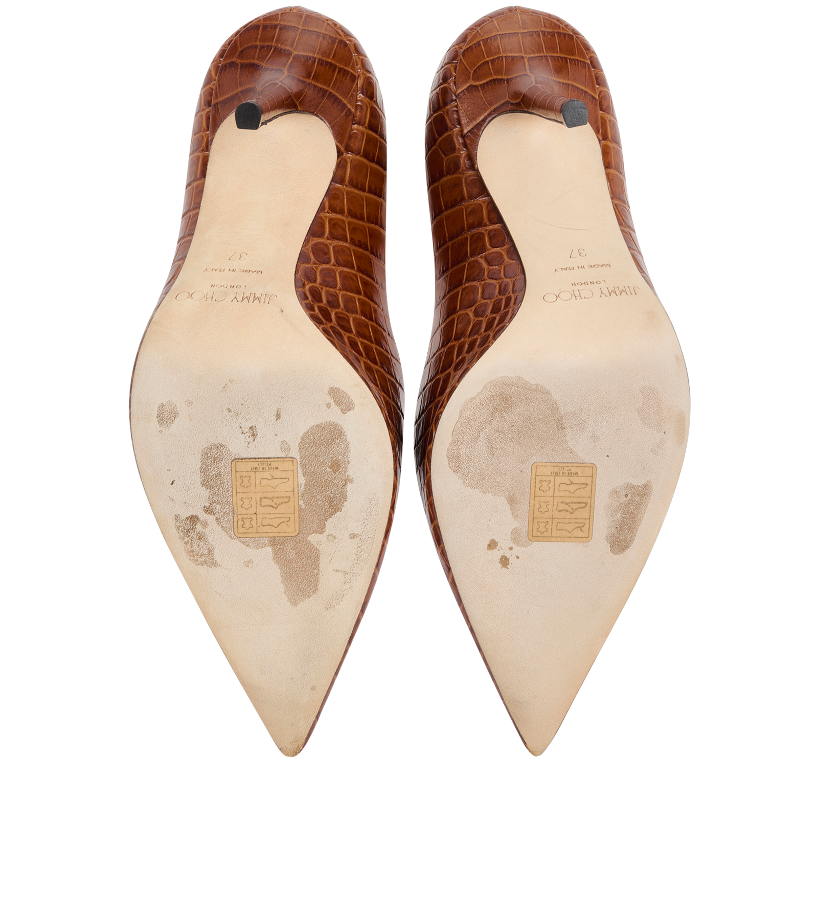 Jimmy Choo Snake embossed Pointed Heels, &pound;160, Shoes, Brown, Leather, Top view