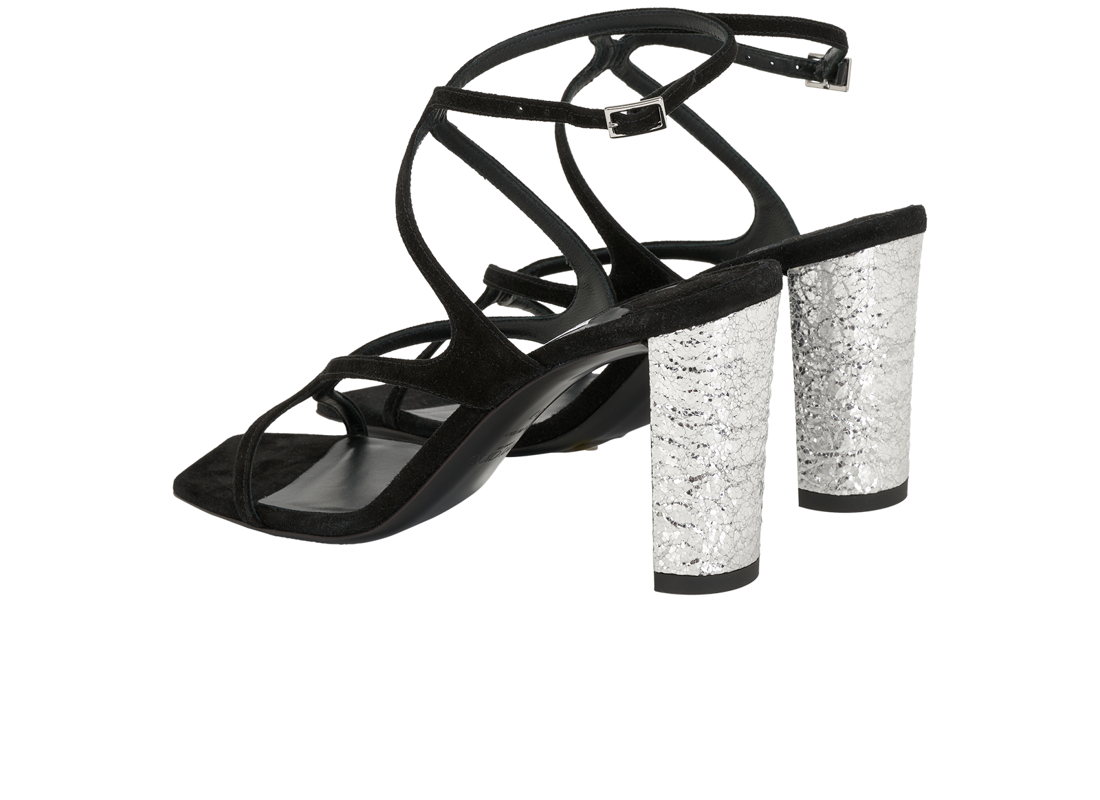 Jimmy Choo Azie 85 Sandals, &pound;220, Shoes, Black/Silver, Suede, Back view