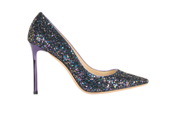 Jimmy Choo Romy 100, Leather/Glitter, Purple, UK 6, 3*