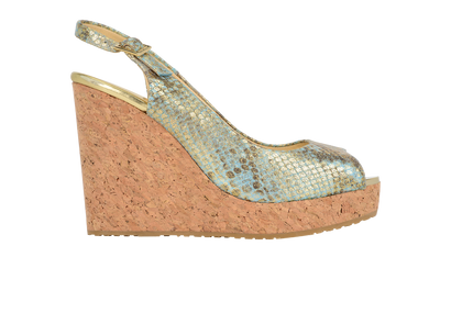 Jimmy Choo Metallic Animal Print Praise Wedge, front view