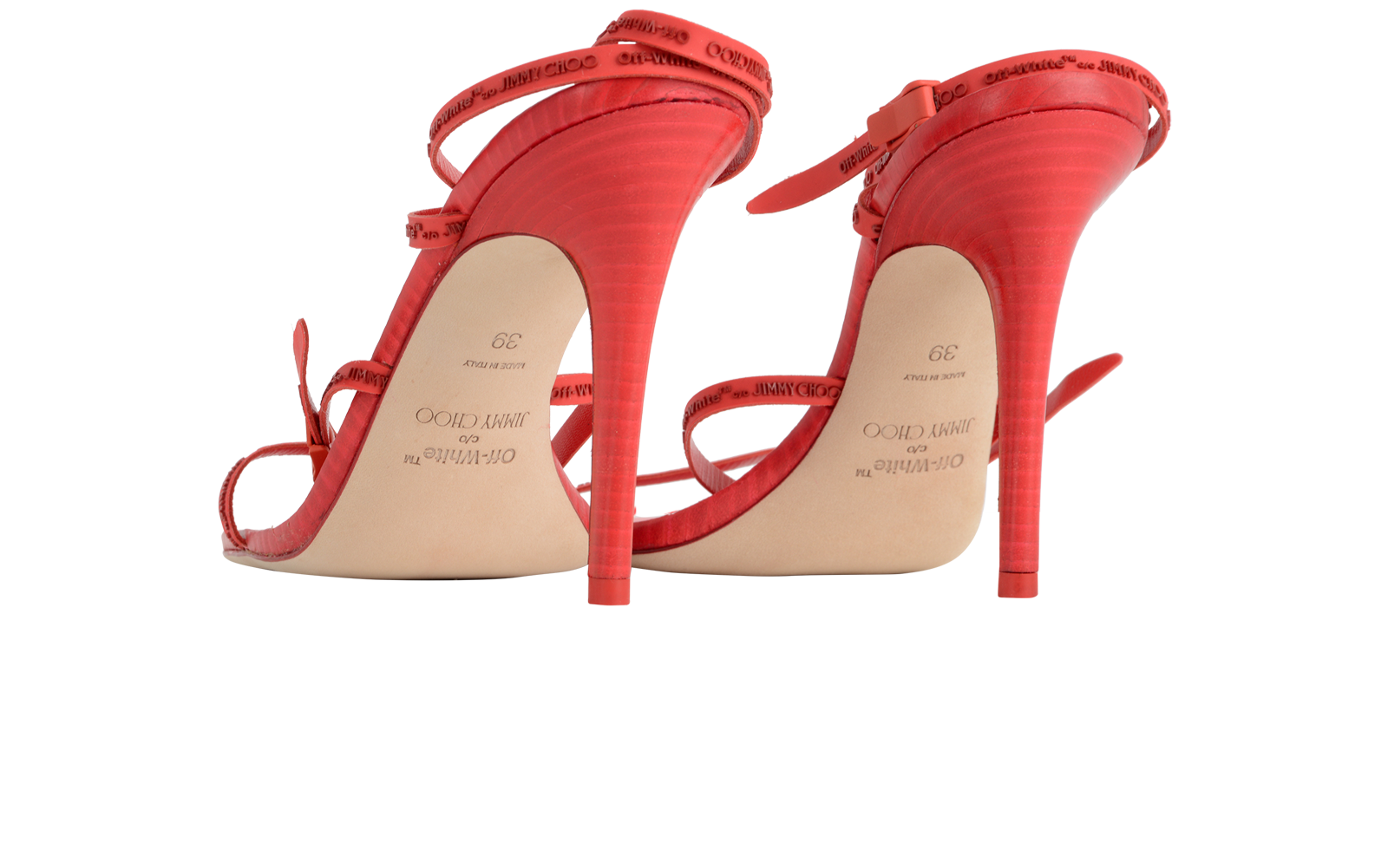 Jimmy Choo x Off-White Jane Sandals, &pound;250, Shoes, Red, Leather, Back view