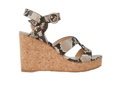 Jimmy Choo Aleili 100 Wedges, Leather, Beige/Grey, UK7, B/DB, 2*
