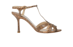 Jimmy Choo Strappy Sandals Heels, Snakeskin, Brown, UK6, 3*