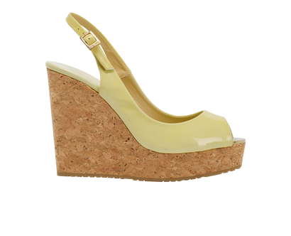 Jimmy Choo Slingback Wedges, &pound;90, Shoes, Green, Patent Leather, Front view