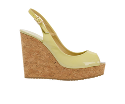 Jimmy Choo Slingback Wedges, Patent, Green, UK 6, 2*