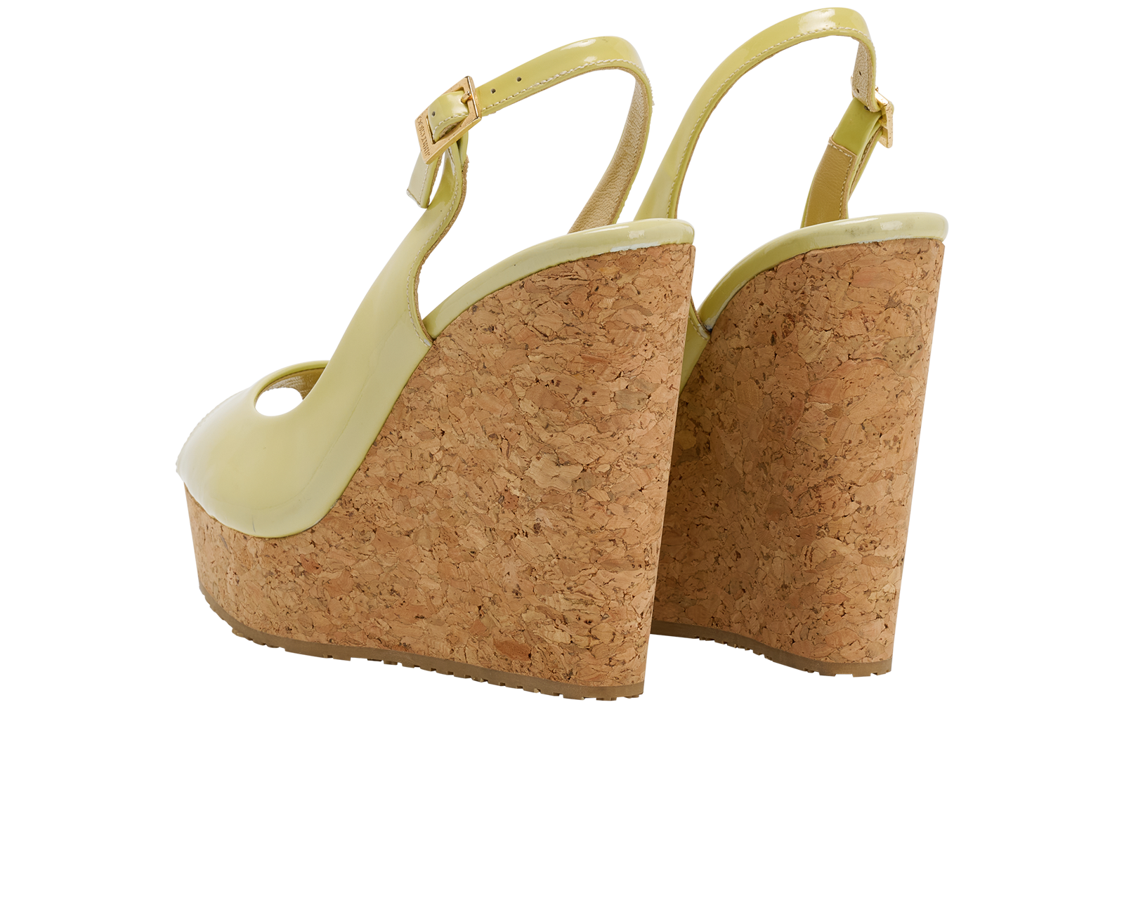 Jimmy Choo Slingback Wedges, &pound;90, Shoes, Green, Patent Leather, Back view