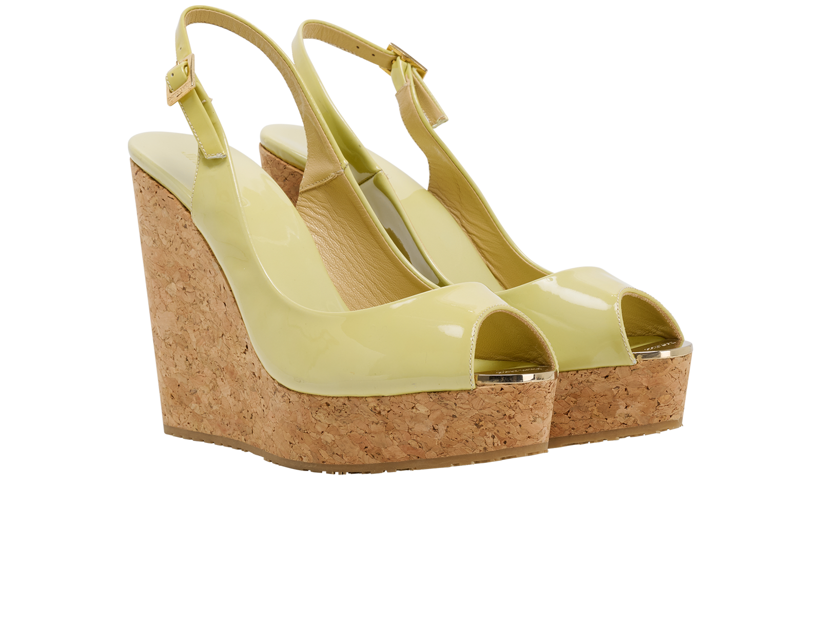 Jimmy Choo Slingback Wedges, &pound;90, Shoes, Green, Patent Leather, Side view