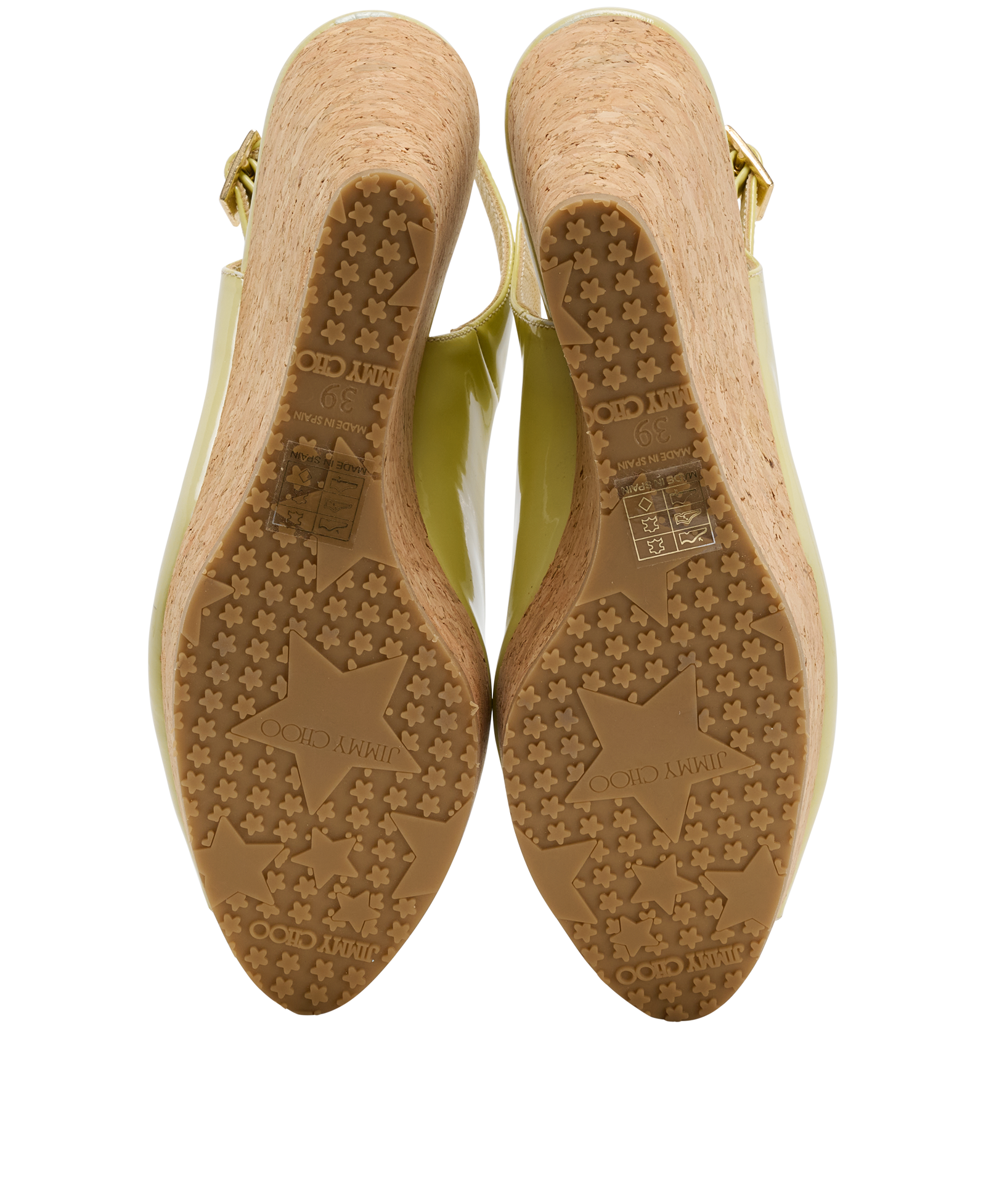 Jimmy Choo Slingback Wedges, &pound;90, Shoes, Green, Patent Leather, Top view