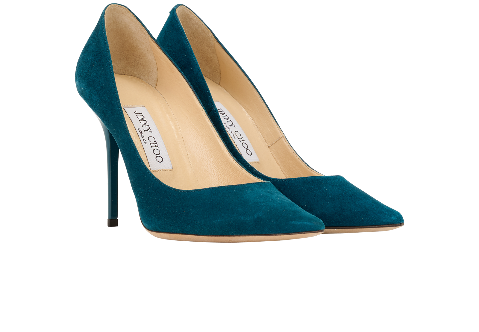 Jimmy Choo Abel Pumps, &pound;170, Shoes, Blue/Green, Suede, Side view