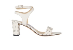 Jimmy Choo Studded Bloc Heels Sandals, Leather, Cream, UK3.5, DB, 3*