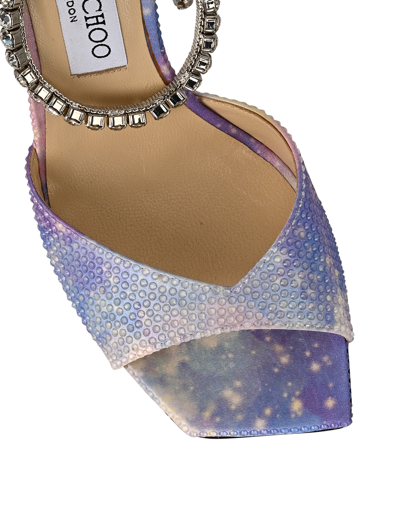 Jimmy Choo Saeda Unicorn Sandal 100, &pound;295, Shoes, Pink/Purple, Satin, Other view