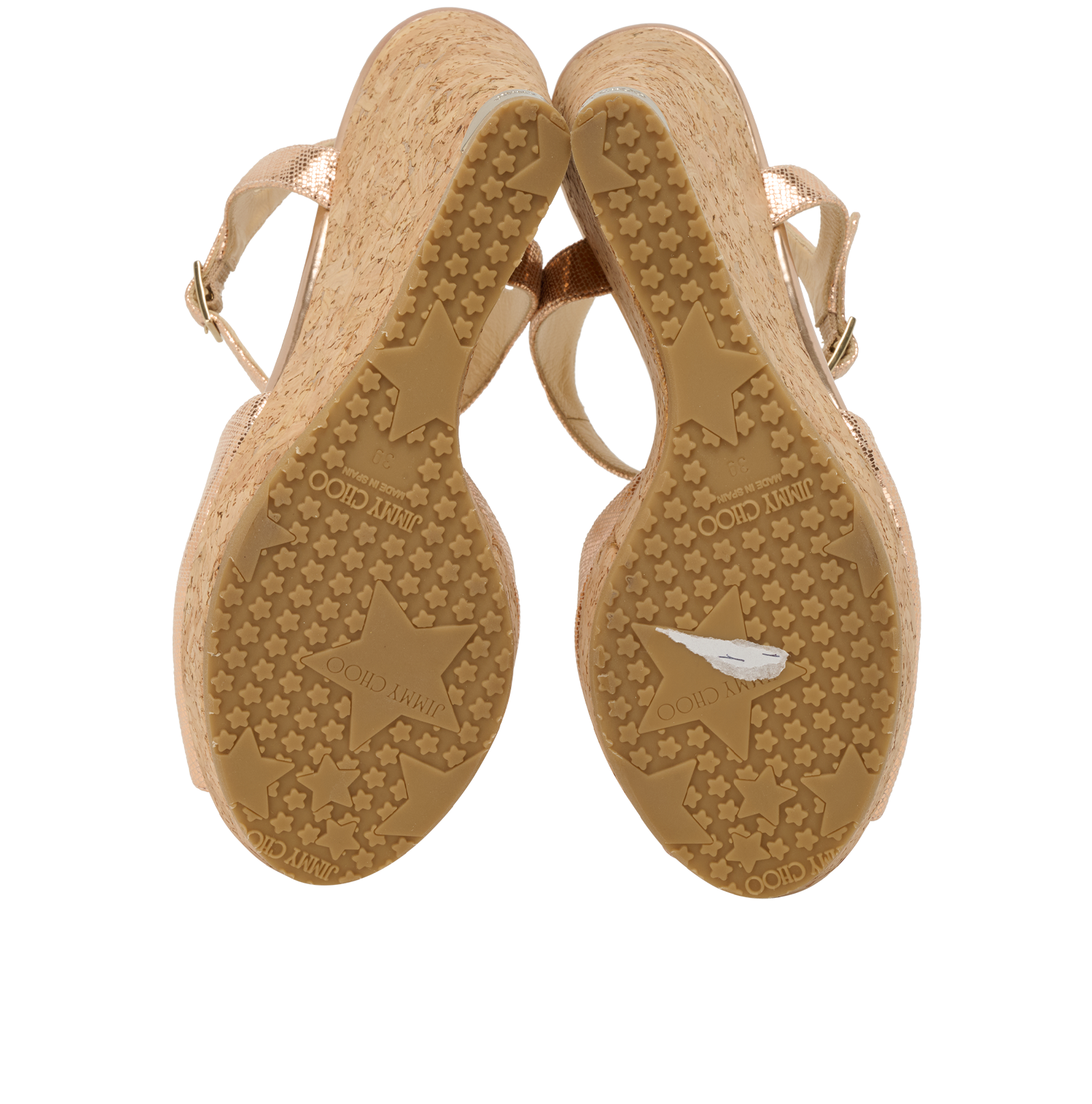 Jimmy Choo Perla Platform Wedge, &pound;190, Shoes, Rose Gold, Leather, Top view