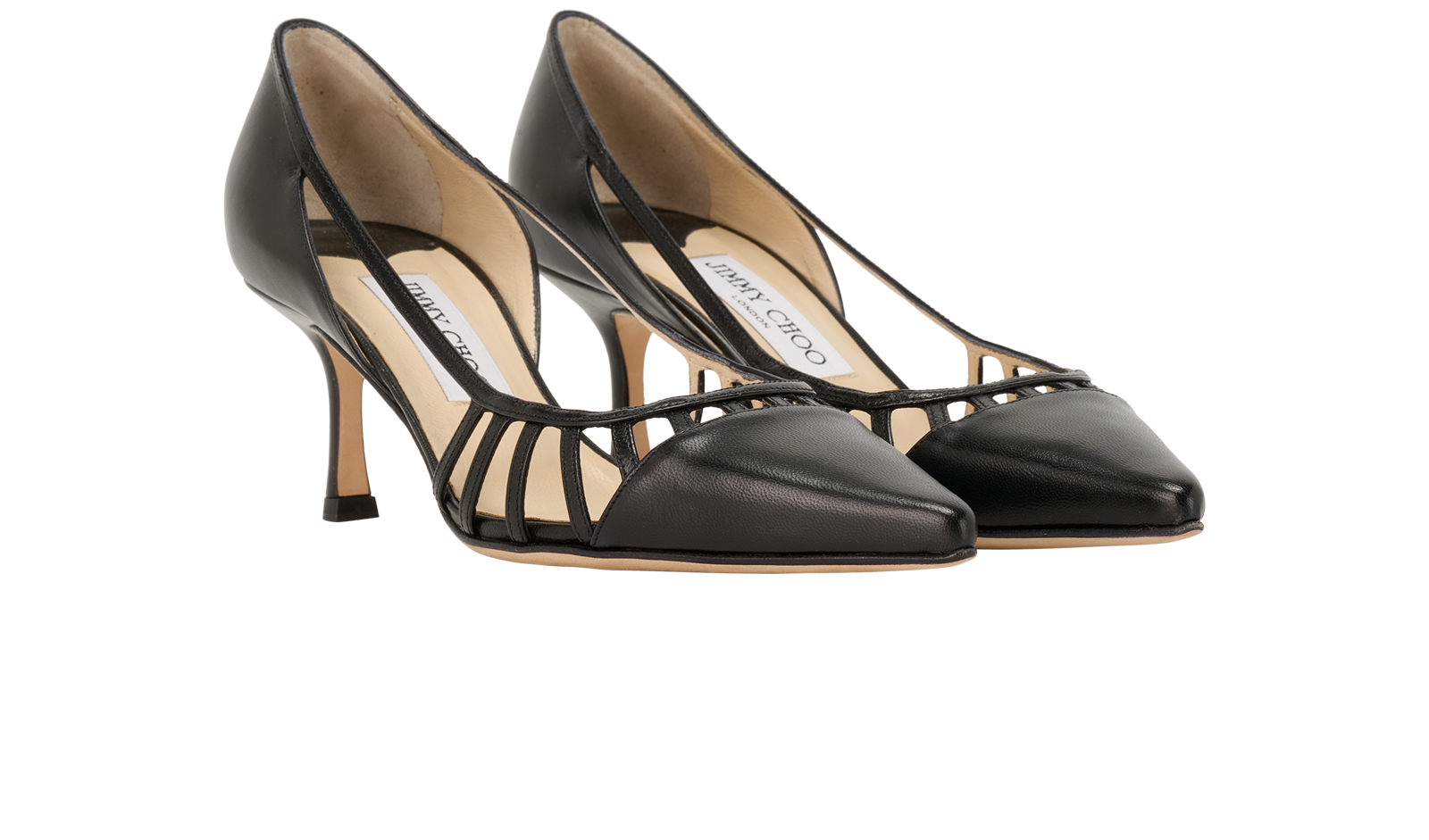 Jimmy Choo Pointed Pumps, &pound;120, Shoes, Black, Leather, Side view