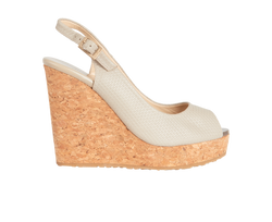 Jimmy Choo Slingback Wedges, Leather, Grey, UK3.5, DB, 2*