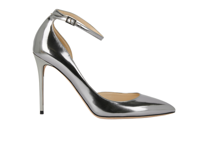 Jimmy Choo Lucy 100 Heels, &pound;280, Shoes, Silver, Patent Leather, Front view