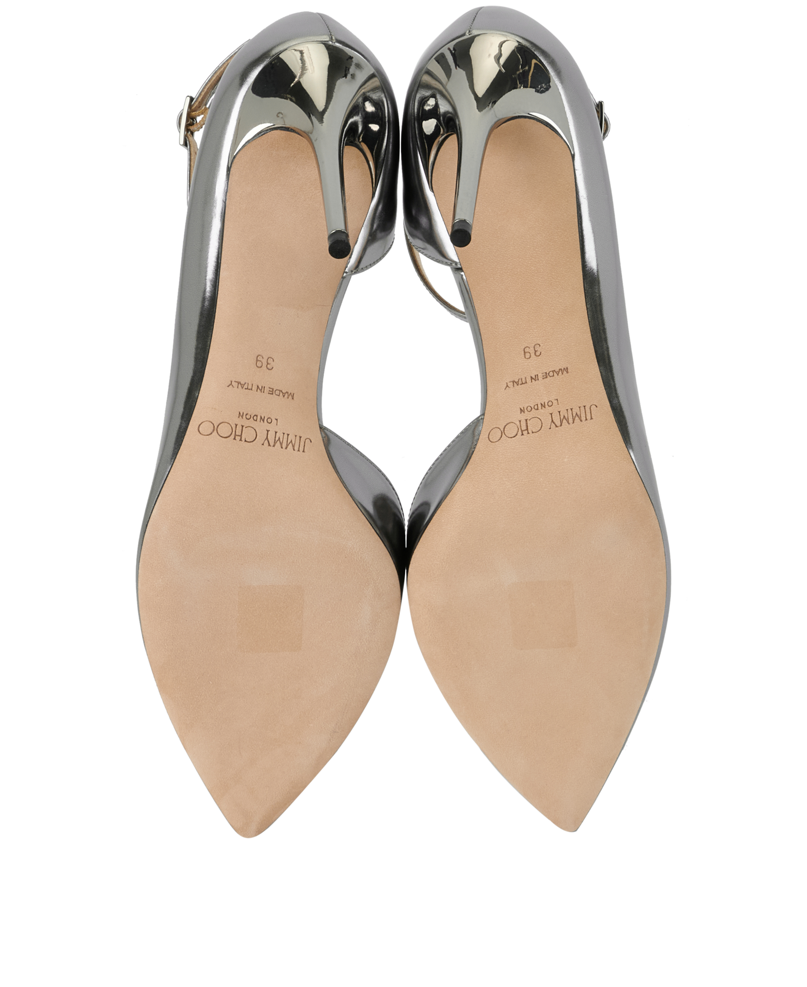 Jimmy Choo Lucy 100 Heels, &pound;280, Shoes, Silver, Patent Leather, Top view