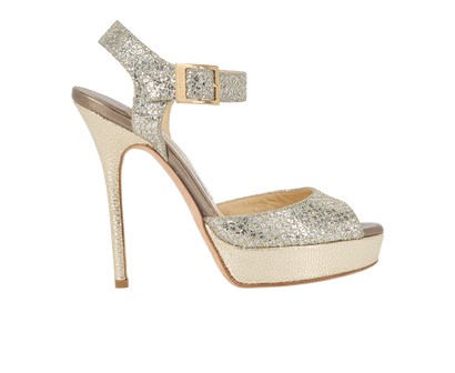 Jimmy Choo Linda Glitter Platform Sandals, front view
