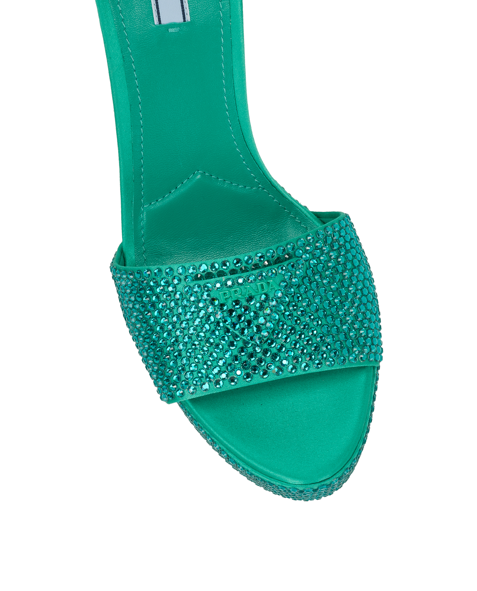 Prada Embellished Platform Heels, &pound;495, Shoes, Green, Satin, Other view