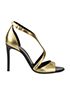 Lanvin Gold Strappy Ankle Heels, front view