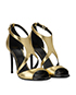 Lanvin Gold Strappy Ankle Heels, side view