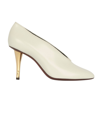 Lanvin V Neck Heels, &pound;90, Shoes, White, Leather, Front view