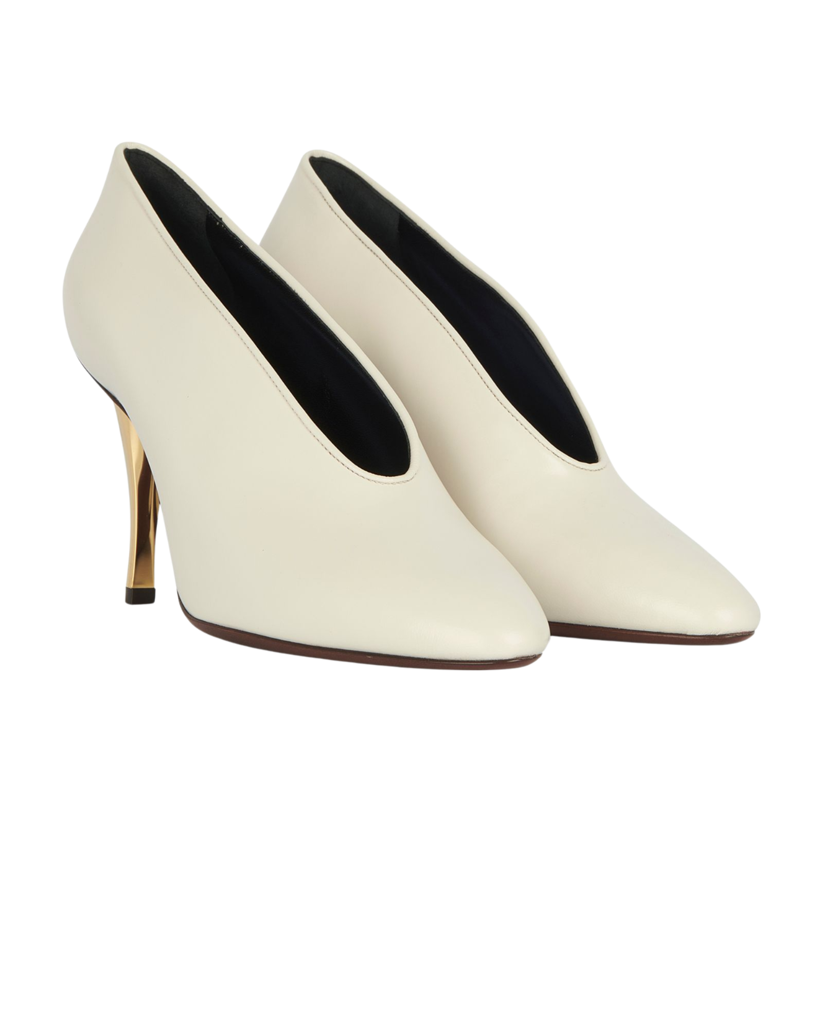 Lanvin V Neck Heels, &pound;90, Shoes, White, Leather, Side view