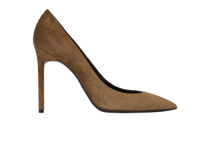 Saint Laurent Anja 105 Pump, &pound;195, Shoes, Brown, Suede, Front view