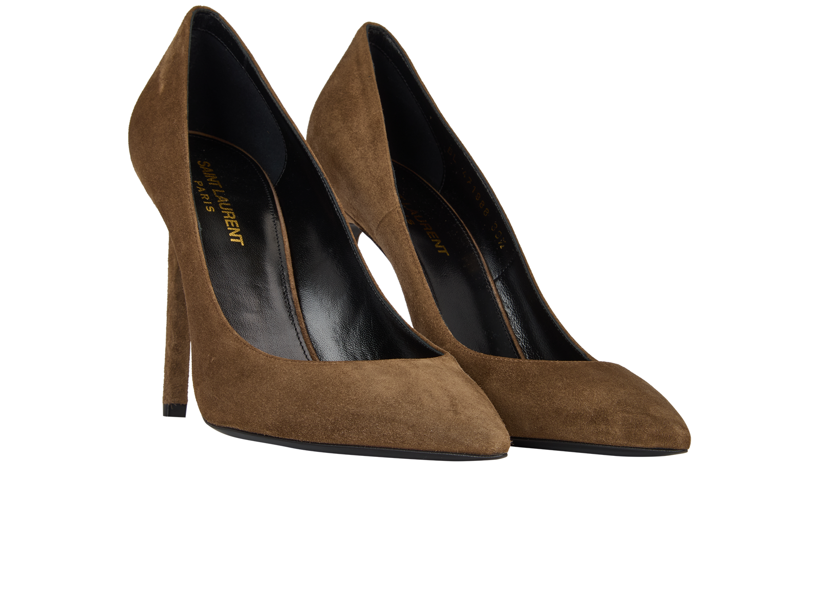 Saint Laurent Anja 105 Pump, &pound;195, Shoes, Brown, Suede, Side view