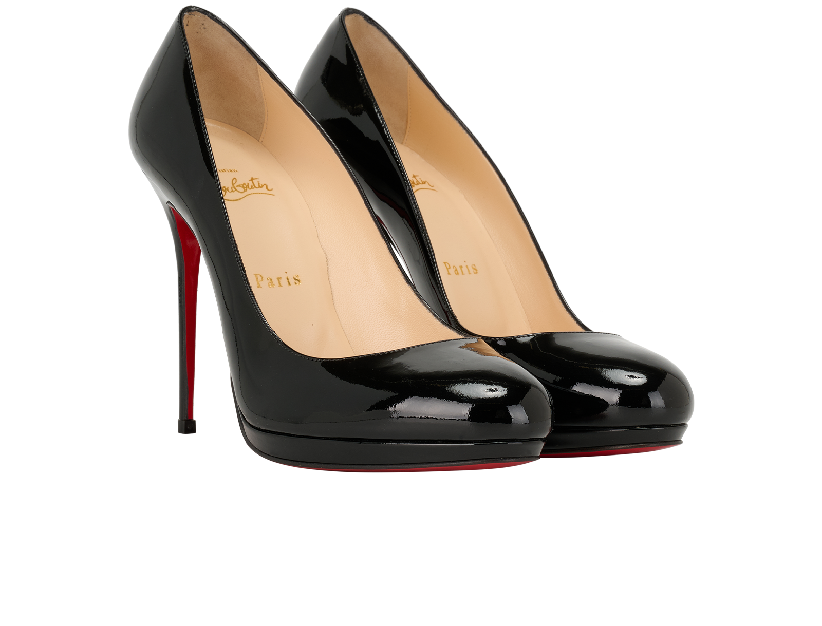 Christian Louboutin Neofilo 120, &pound;295, Shoes, Black, Patent Leather, Side view
