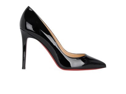 Christian Louboutin Pigalle 100, &pound;310, Shoes, Black, Patent Leather, Front view