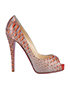 Christian Louboutin Snakeskin Peep Toe Heels, front view