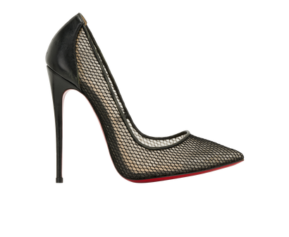 Christian Louboutin Follies Resille Pumps, &pound;195, Shoes, Black, Mesh, Front view