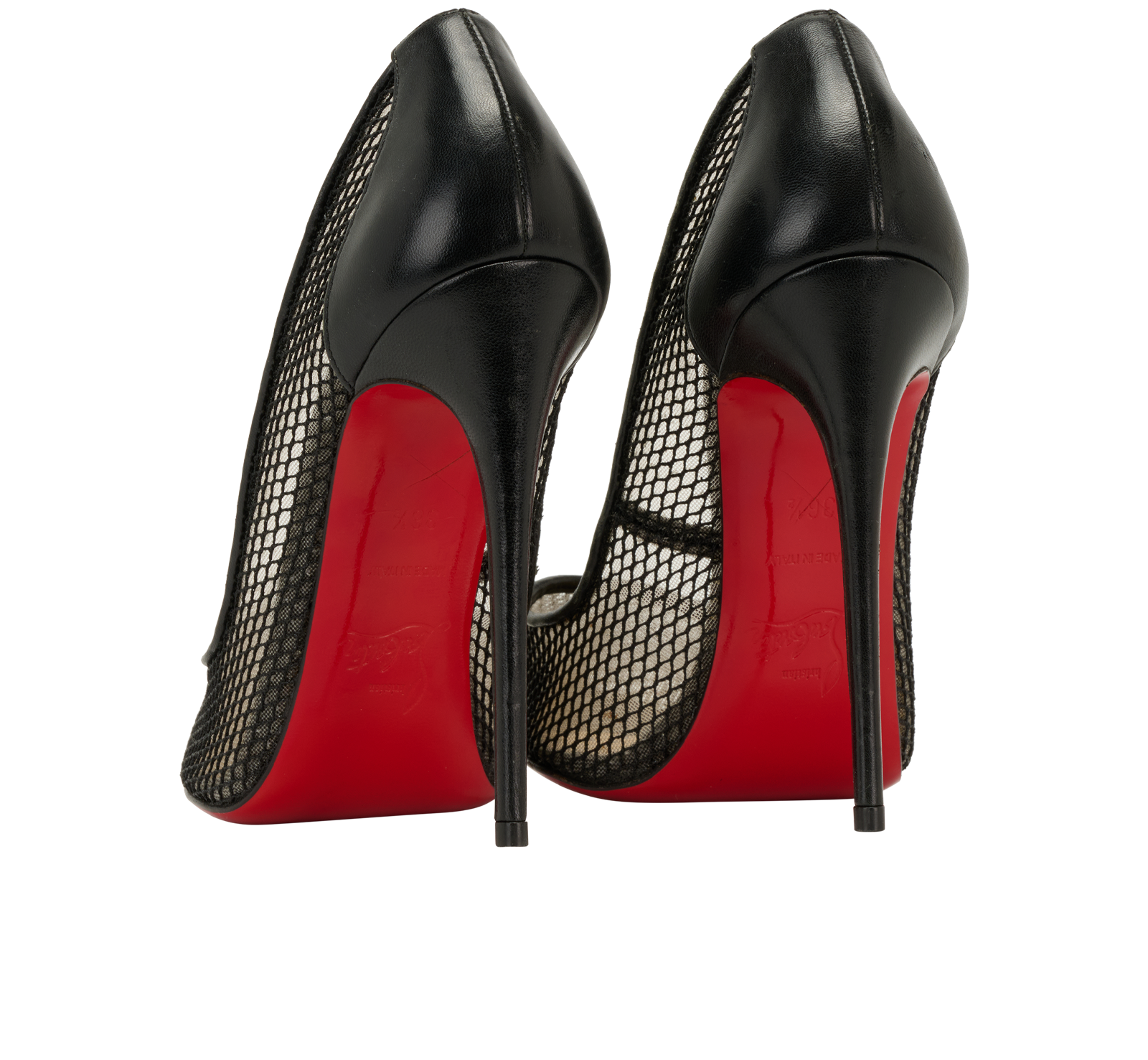 Christian Louboutin Follies Resille Pumps, &pound;195, Shoes, Black, Mesh, Back view