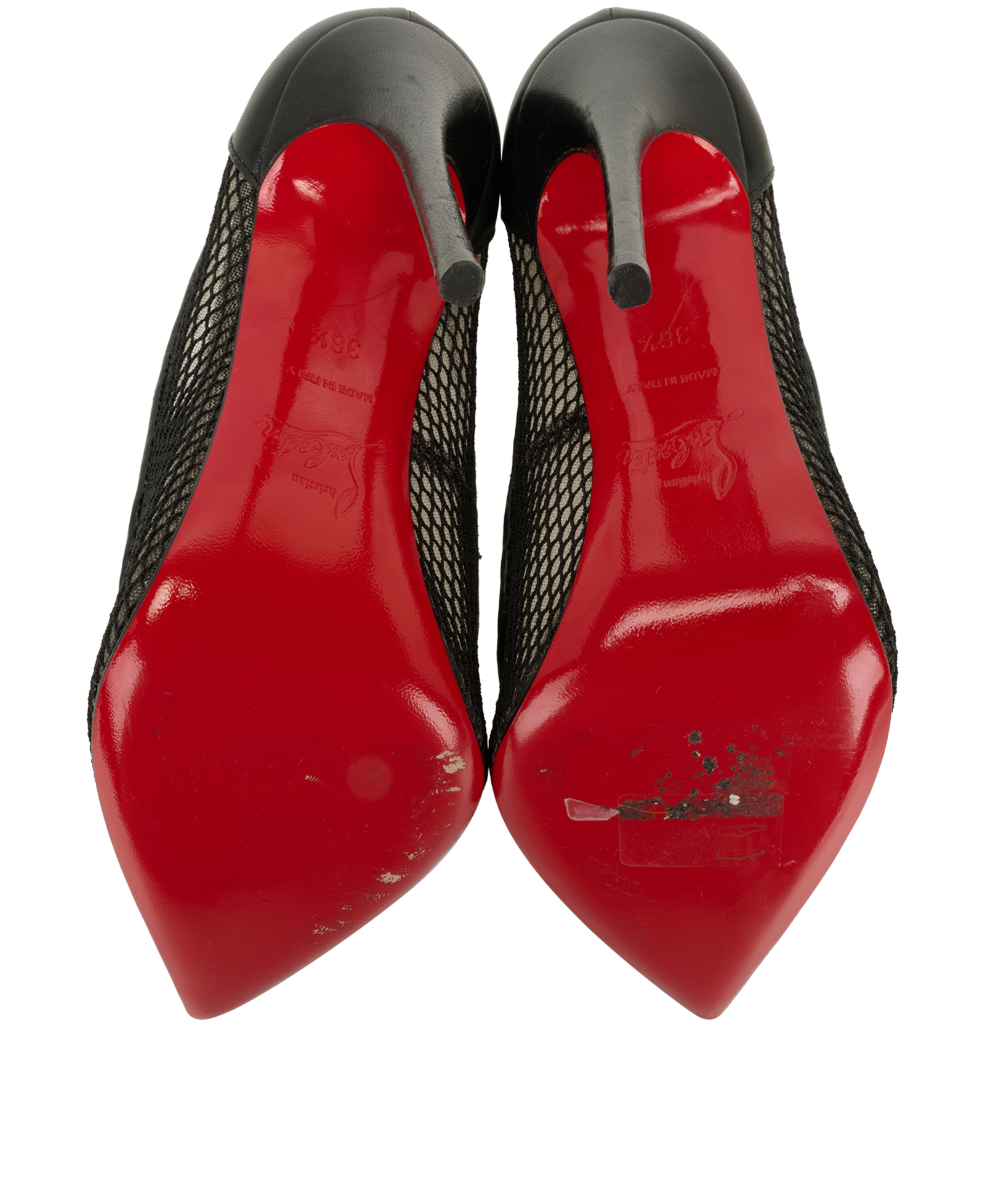 Christian Louboutin Follies Resille Pumps, &pound;195, Shoes, Black, Mesh, Top view