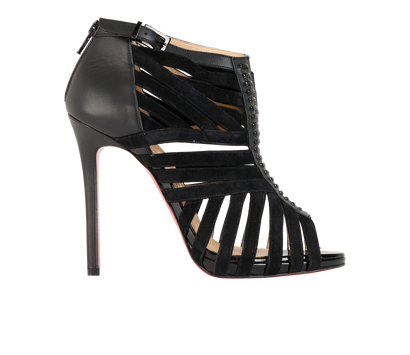 Christian Louboutin Karina 100, &pound;310, Shoes, Black, Leather/Suede, Front view