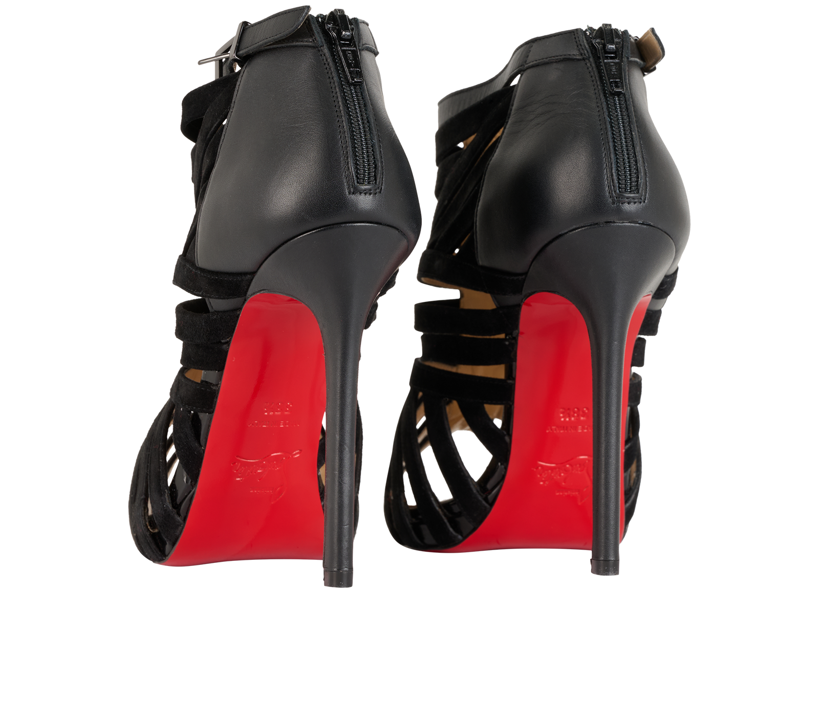 Christian Louboutin Karina 100, &pound;310, Shoes, Black, Leather/Suede, Back view
