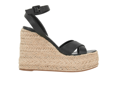 Christian Louboutin Mariza Wedge 130, &pound;280, Shoes, Black, Leather/Raffia, Front view