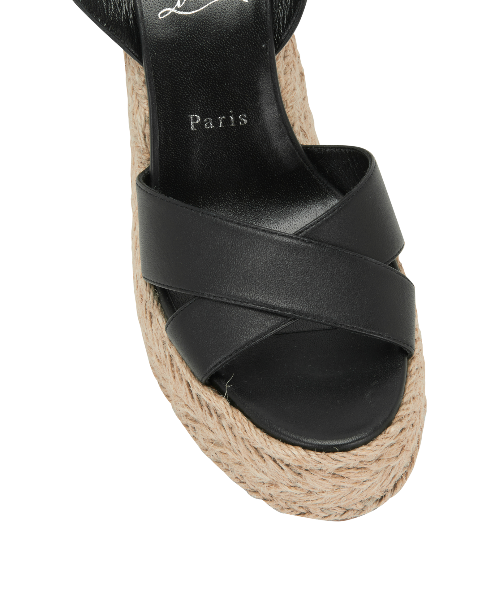 Christian Louboutin Mariza Wedge 130, &pound;280, Shoes, Black, Leather/Raffia, Other view