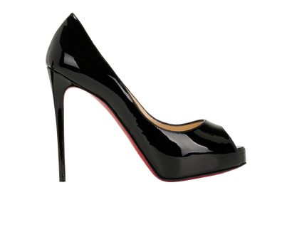 Christian Louboutin New Very Prive Pumps, &pound;320, Shoes, Black, Patent Leather, Front view