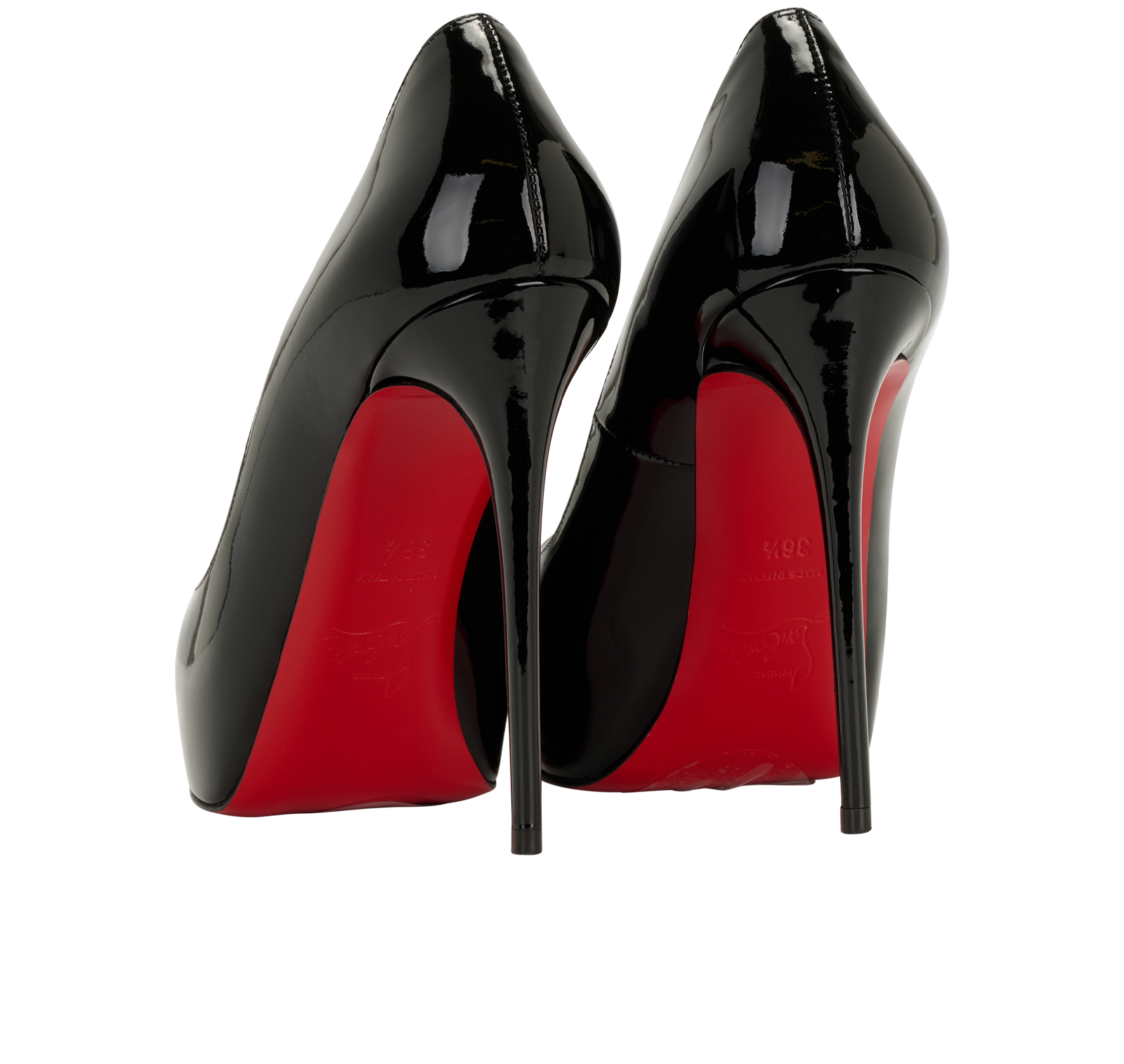 Christian Louboutin New Very Prive Pumps, &pound;320, Shoes, Black, Patent Leather, Back view