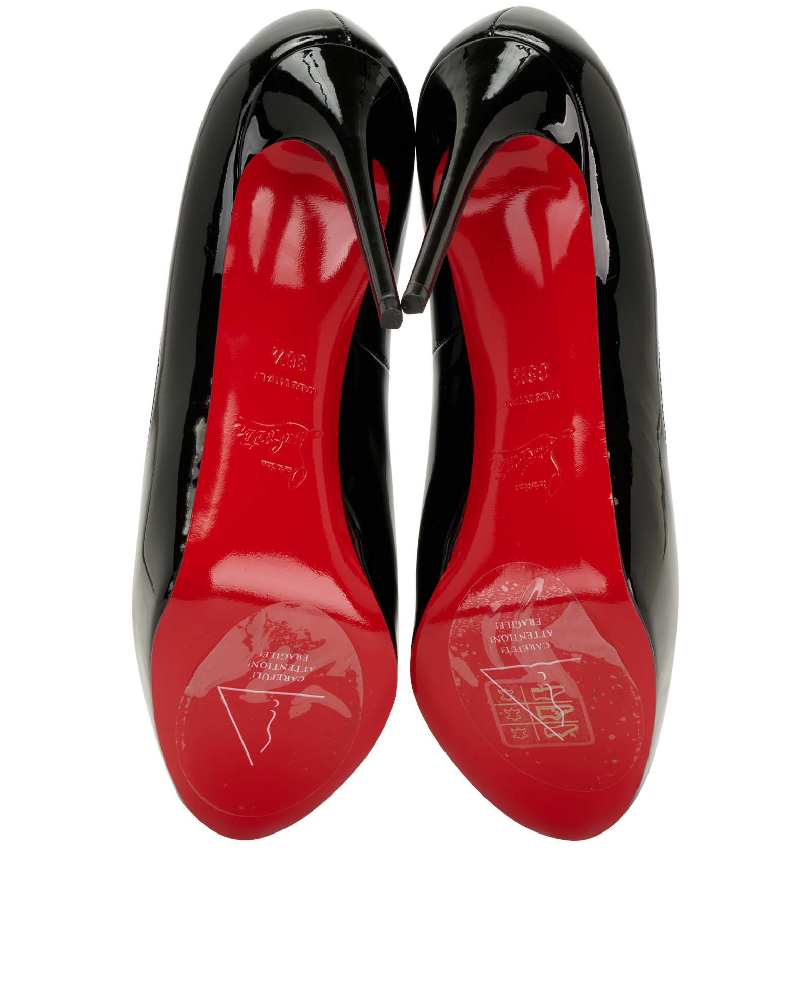 Christian Louboutin New Very Prive Pumps, &pound;320, Shoes, Black, Patent Leather, Top view