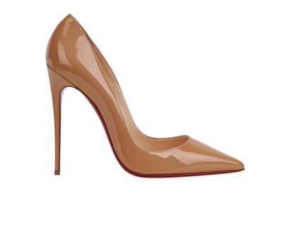 Christian Louboutin Pigalle 120, &pound;310, Shoes, Tan, Patent Leather, Front view