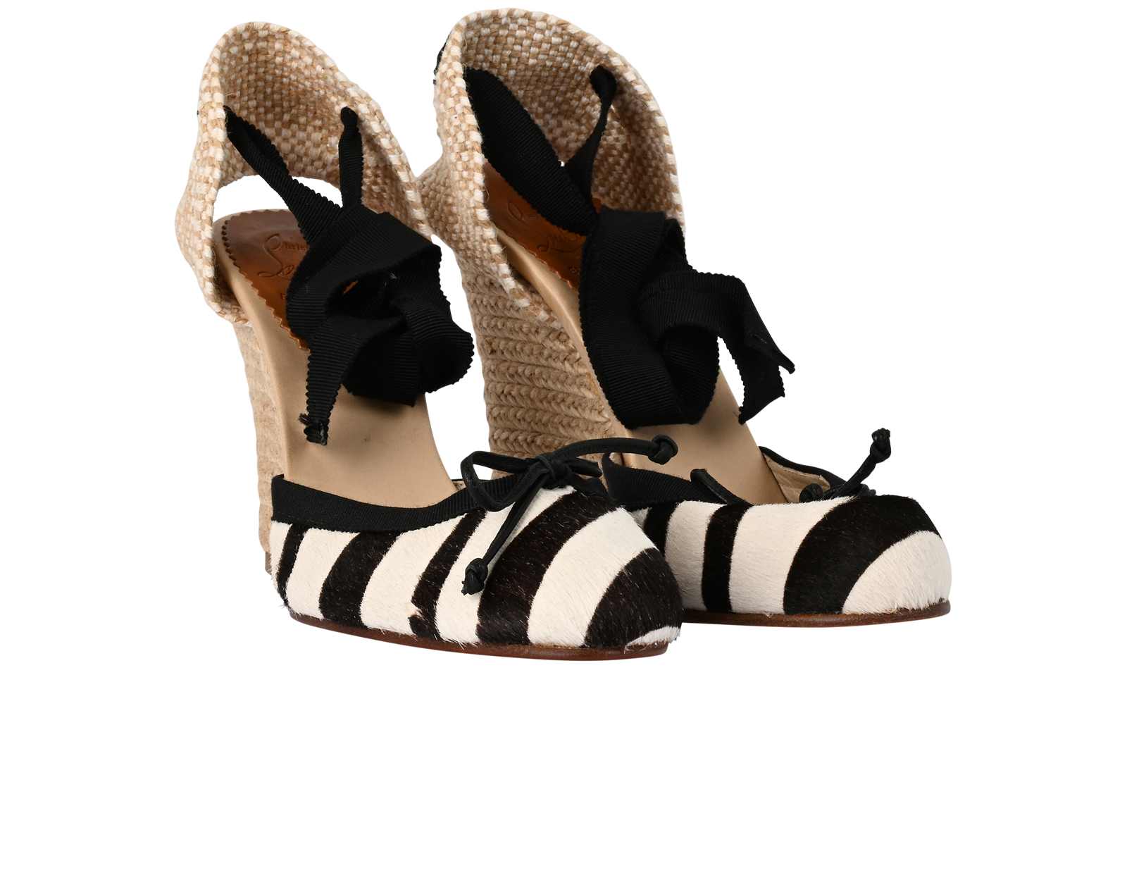 Christian Louboutin Zebra Wedges, &pound;295, Shoes, Black/White, Pony / Calfskin, Side view