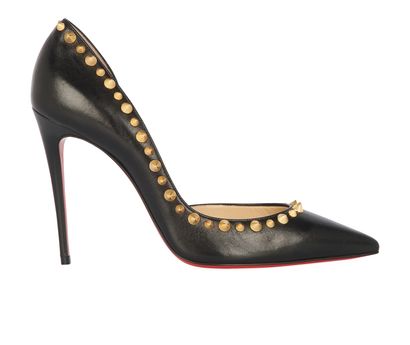 Christian Louboutin Irishell 100 Heels, &pound;450, Shoes, Black/Gold, Leather, Front view