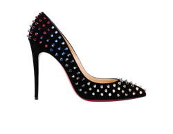 Christian Louboutin Follies Spikes Heels, Suede, Black, UK 6, 4*